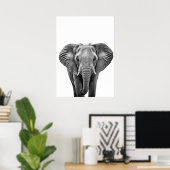 Poster Eléphant moderne noir blanc (Bureau à domicile)