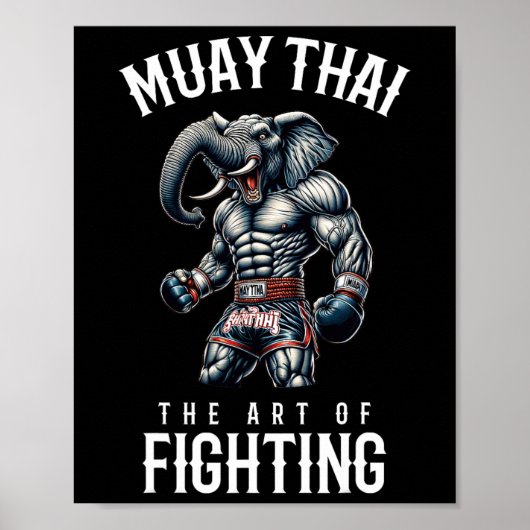 Poster Elephant Muay Thai - Kickboxing et éléphant thaï (Devant)
