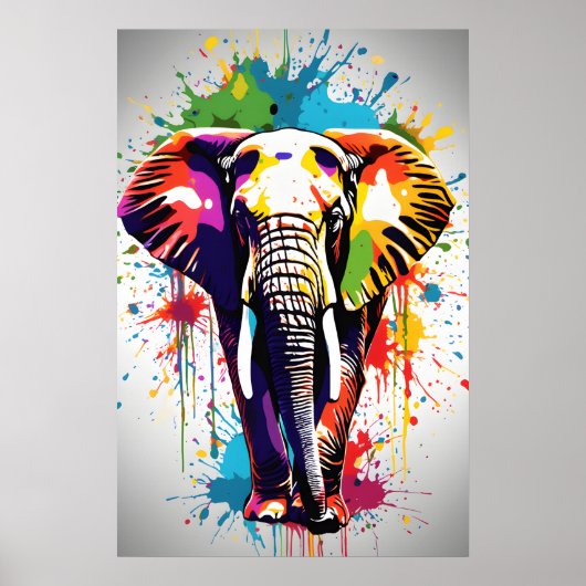 Poster Eléphant Mur Art, Animal Wildlife Splatart (Devant)