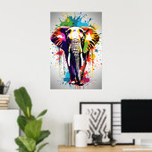 Poster Eléphant Mur Art, Animal Wildlife Splatart (Bureau à domicile)