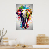 Poster Eléphant Mur Art, Animal Wildlife Splatart (Cuisine)