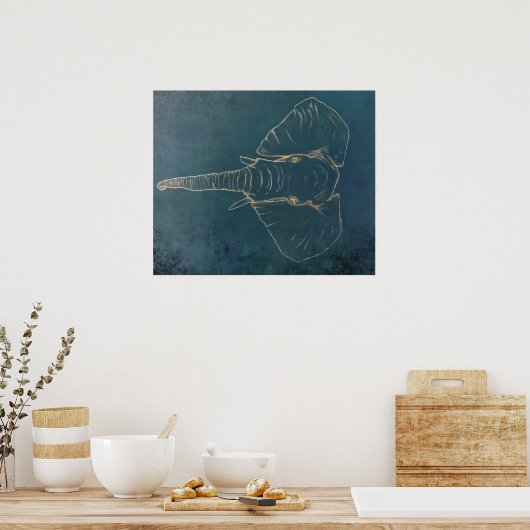 Poster Eléphant néon foncé (Cuisine)