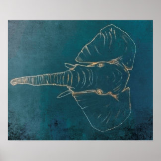 Poster Eléphant néon foncé