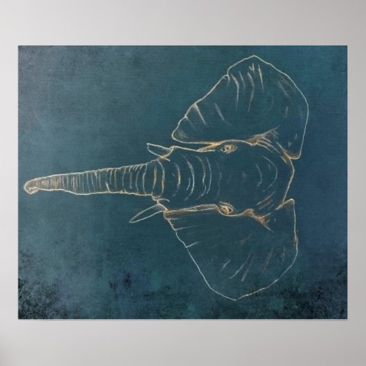 Poster Eléphant néon foncé (Devant)