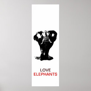 Poster Eléphant noir et blanc Eléphant Pop Art
