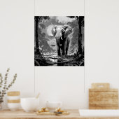 Poster Eléphant noir et blanc majestueux dans l'art de la (Cuisine)