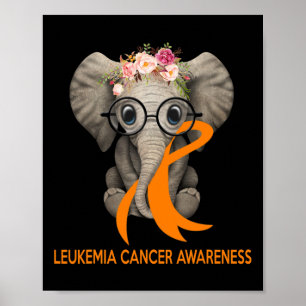 Poster Eléphant Orange Ruban Leucémie Cancer Sensibilisat