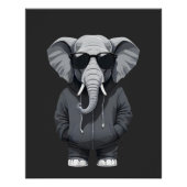 Poster Eléphant Portant Sweat - shirt à capuche drôle Coo (Devant)
