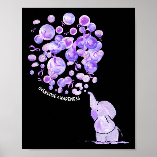 Poster Eléphant Poussant Des Lons Violets Surdose (Devant)