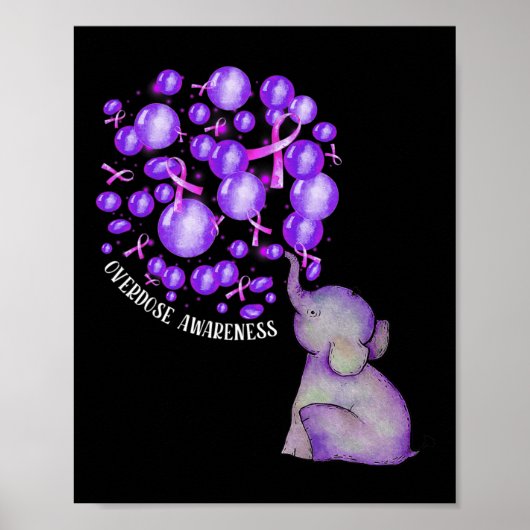Poster Eléphant Poussant Des Lons Violets Surdose (Devant)