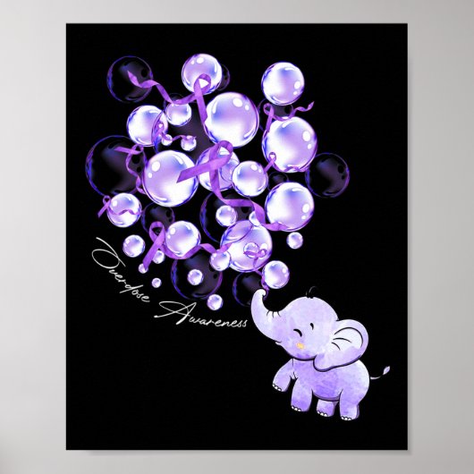 Poster Eléphant Poussant Des Lons Violets Surdose (Devant)