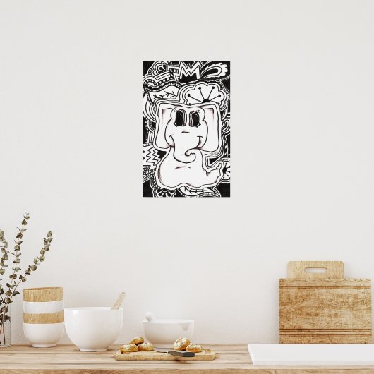 Poster Eléphant psychédélique (Cuisine)