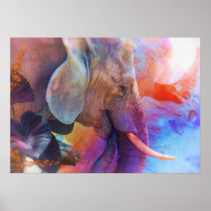 POSTER ÉLÉPHANT RAPPELANT LES EAUX SACRÉES