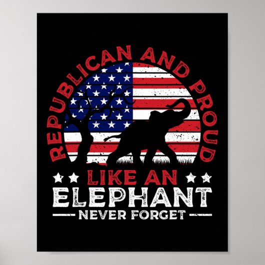 Poster Éléphant républicain et fier Drapeau américain éle (Devant)