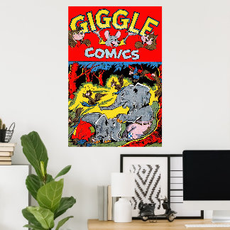 Poster Éléphant Rigolard Animal Bandes Dessinées Vintage
