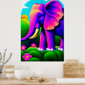 Poster Eléphant rose - Art en toile (Cuisine)
