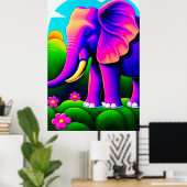 Poster Eléphant rose - Art en toile (Bureau à domicile)