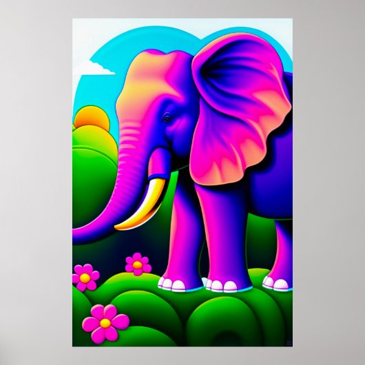 Poster Eléphant rose - Art en toile (Devant)