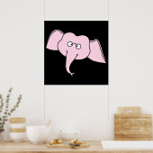 Poster Eléphant rose avec lunettes. Dessin (Cuisine)
