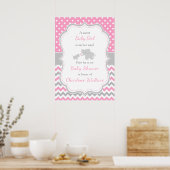 Poster Eléphant rose et gris Baby shower (Cuisine)