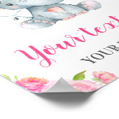 Poster Elephant rose fille Baby shower saupoudrer Anniver (Coin)
