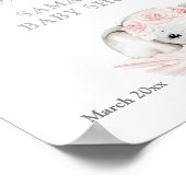 Poster Elephant rose Fleur Boho Baby shower accueil Mouss (Coin)