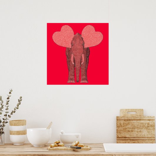 Poster Eléphant rose romantique (Cuisine)