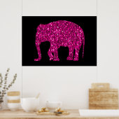 Poster Éléphant rose vif brillant faux scintillements sur (Cuisine)