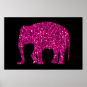 Poster Éléphant rose vif brillant faux scintillements sur (Devant)