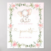 Poster Eléphant rose vif Devine combien d'arachides Poste (Devant)