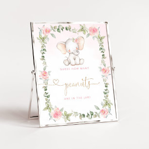 Poster Eléphant rose vif Devine combien d'arachides Poste
