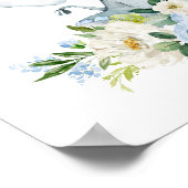 Poster Éléphant, Safari, Fleurs Bleues, Garçon Chambre de (Coin)