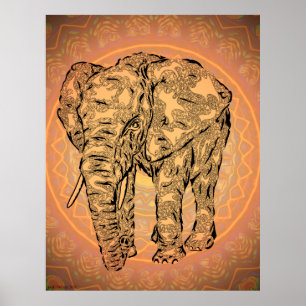 Poster "Elephant Spirit" - version2, animal totem surréal