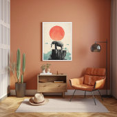 Poster Elephant sur Rock Animal Nature Faune Esthétique