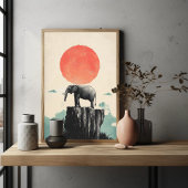 Poster Elephant sur Rock Animal Nature Faune Esthétique