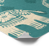 Poster Elephant Teal Caravan Pattern (Coin)