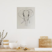 Poster Eléphant Tête minimaliste (Cuisine)
