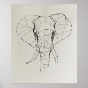 Poster Eléphant Tête minimaliste