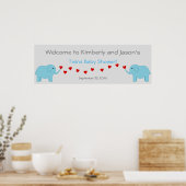 Poster Elephant Thème Twin Boys Baby shower Bannière (Cuisine)