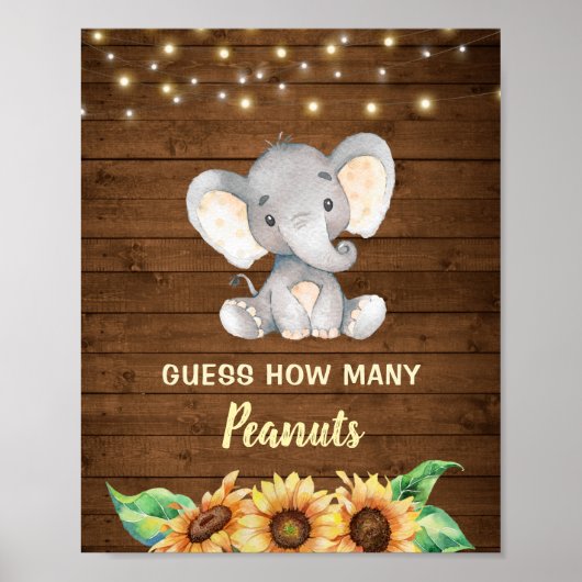 Poster Elephant Tournesol Rustique Devine Combien D'Arach (Devant)