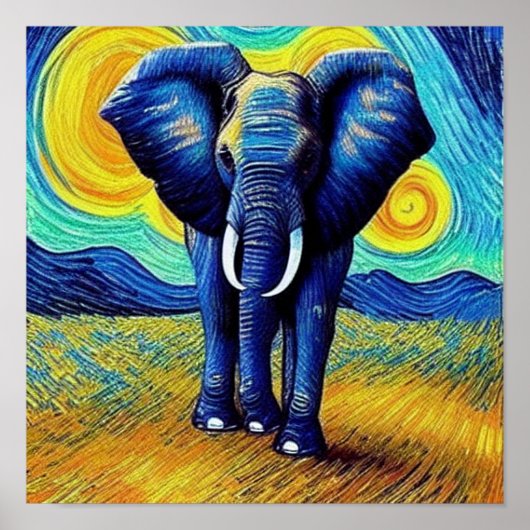 Poster Éléphant Van Gogh   (Devant)