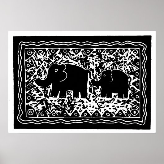 Poster Éléphant & Veau (Devant)