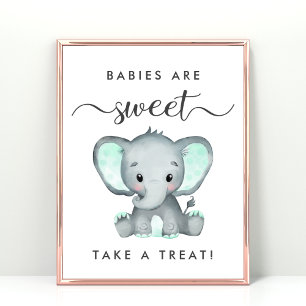 Poster Eléphant vert à la Monnaie Prenez un Baby shower d