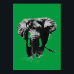 Poster Eléphant Vert Pop Art<br><div class="desc">Rouge noir et blanc Eléphant Pop Art Image numérique - Afrique Posters de la nature Imprimantes</div>