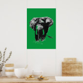 Poster Eléphant Vert Pop Art (Cuisine)