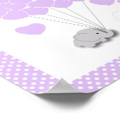 Poster Eléphant violet blanc gris Baby shower 2 - Invité (Coin)