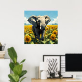Poster Eléphant vivant dans la peinture sur terrain de to (Bureau à domicile)