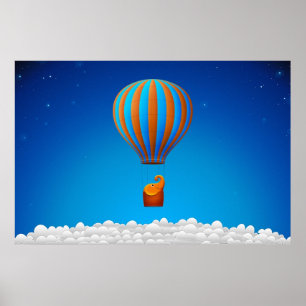 Poster Eléphant volant