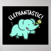 Poster Elephantastic Funny Elephant Pun Dark BG (Devant)