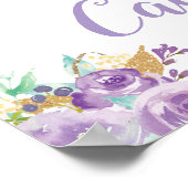 Poster Éléphante Fleurie Violette Bienvenue Fille 1er Ann (Coin)